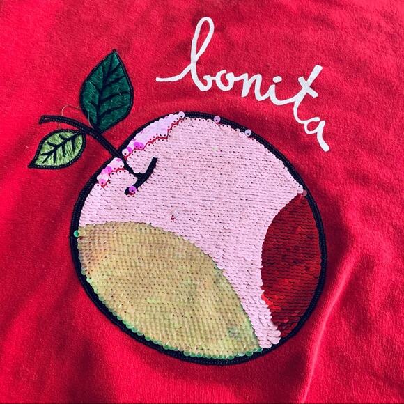 Zara Girls Red Bonita Fruit Sequin Sweatshirt - Size 11/12 - Picture 2 of 5